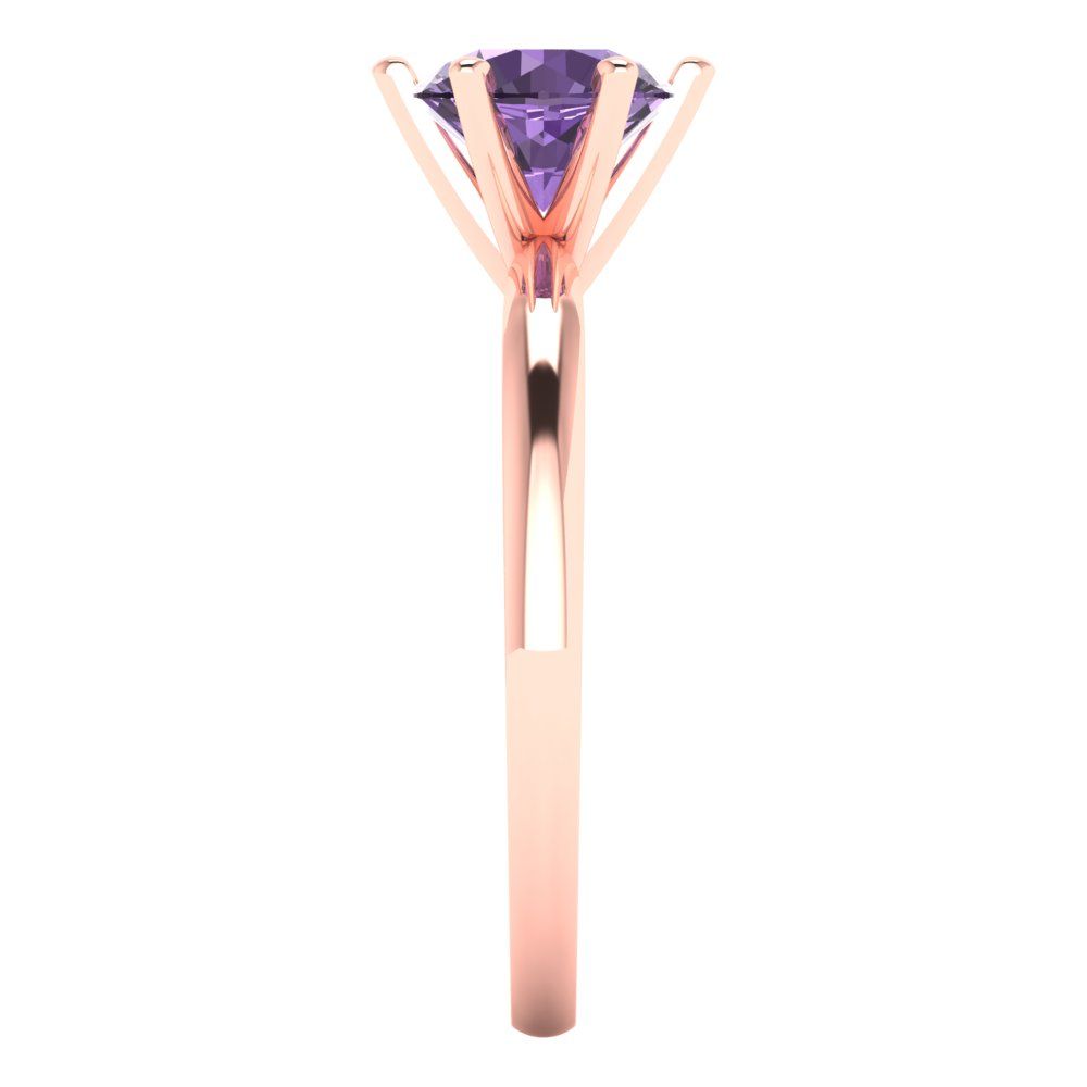 1 cttw Simulated Alexandrite Solitaire  Engagement Ring - Solid Gold (Round Cut,6.5mm)