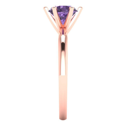 1 cttw Simulated Alexandrite Solitaire  Engagement Ring - Solid Gold (Round Cut,6.5mm)