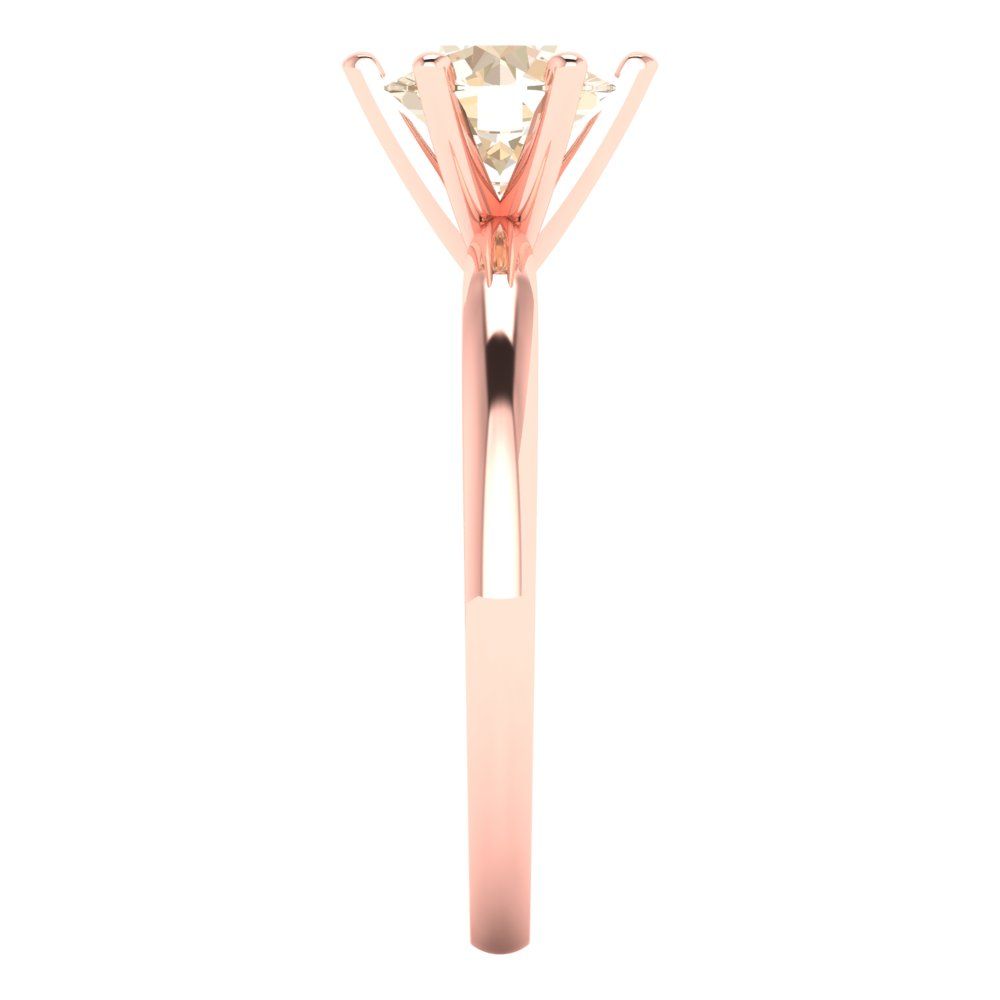 1 cttw Natural Morganite Solitaire  Engagement Ring - Solid Gold (Round Cut,6.5mm)