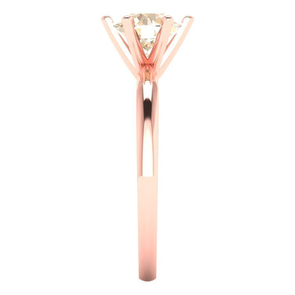 1 cttw Natural Morganite Solitaire  Engagement Ring - Solid Gold (Round Cut,6.5mm)