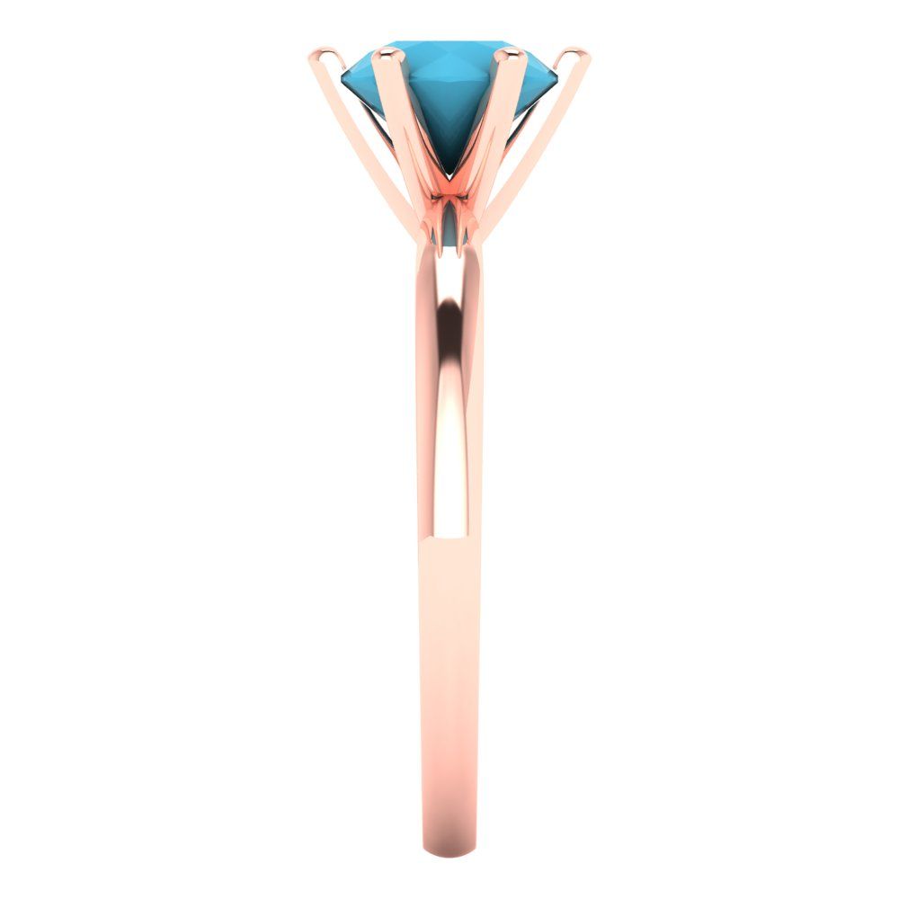 1 cttw Simulated Turquoise Solitaire  Engagement Ring - Solid Gold (Round Cut,6.5mm)