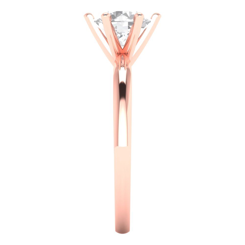 1 cttw Moissanite Solitaire  Engagement Ring - Solid Rose Gold (VVS1, Round Cut,6.5mm)