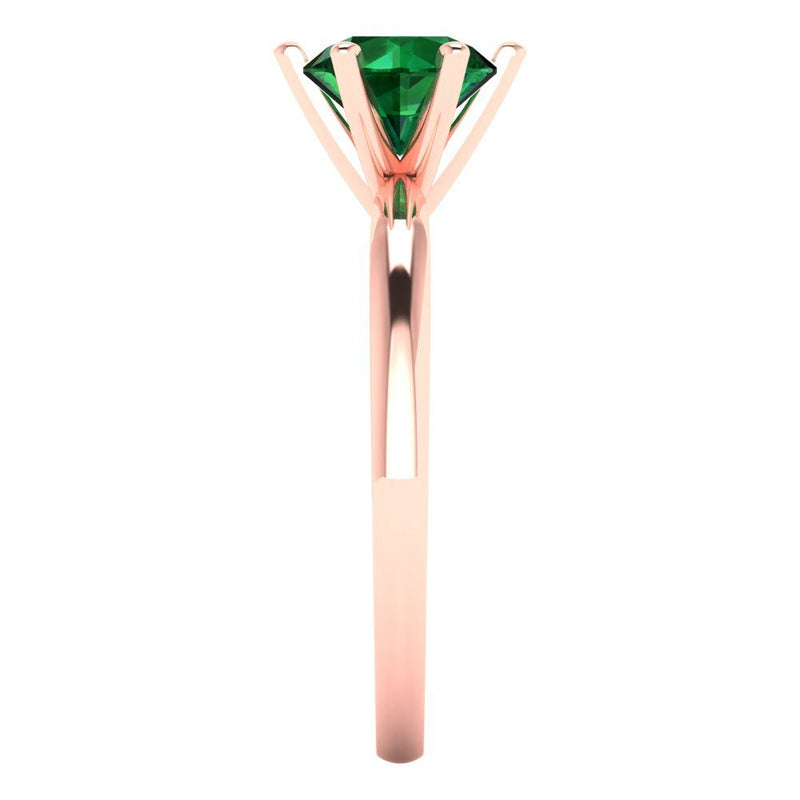 1.0 ct Brilliant Round Cut Simulated Emerald Stone Rose Gold Solitaire Ring