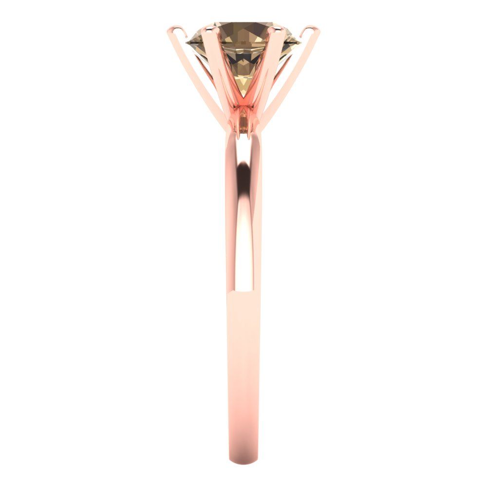 1 cttw Zirconia Simulated Champagne Diamond Solitaire  Engagement Ring - Solid Gold (VVS1, Round Cut,6.5mm)