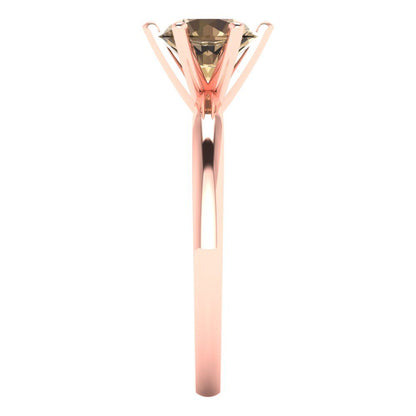 1 cttw Zirconia Simulated Champagne Diamond Solitaire  Engagement Ring - Solid Gold (VVS1, Round Cut,6.5mm)