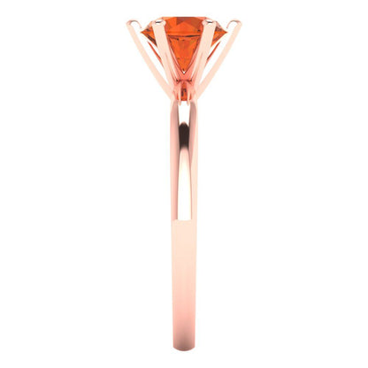 1 cttw Zirconia Simulated Red Diamond Solitaire  Engagement Ring - Solid Gold (VVS1, Round Cut,6.5mm)