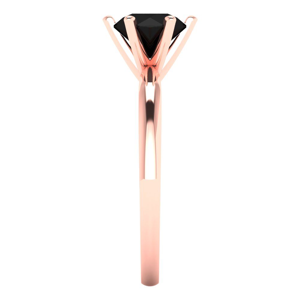1 cttw Natural Onyx Solitaire  Engagement Ring - Solid Rose Gold (VVS1, Round Cut,6.5mm)