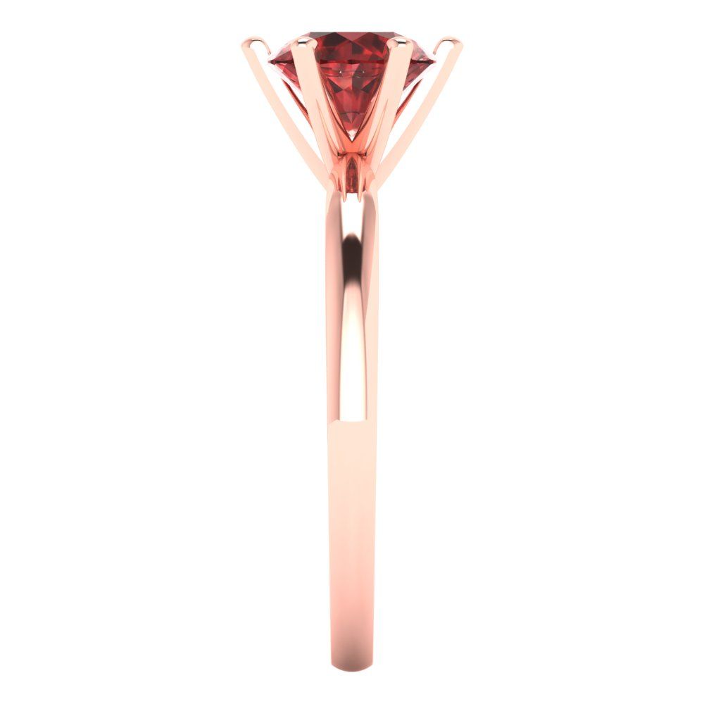 1 cttw Natural Garnet Solitaire  Engagement Ring - Solid Gold (Round Cut,6.5mm)