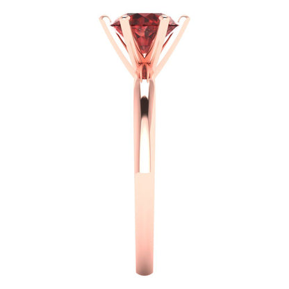 1 cttw Natural Garnet Solitaire  Engagement Ring - Solid Gold (Round Cut,6.5mm)