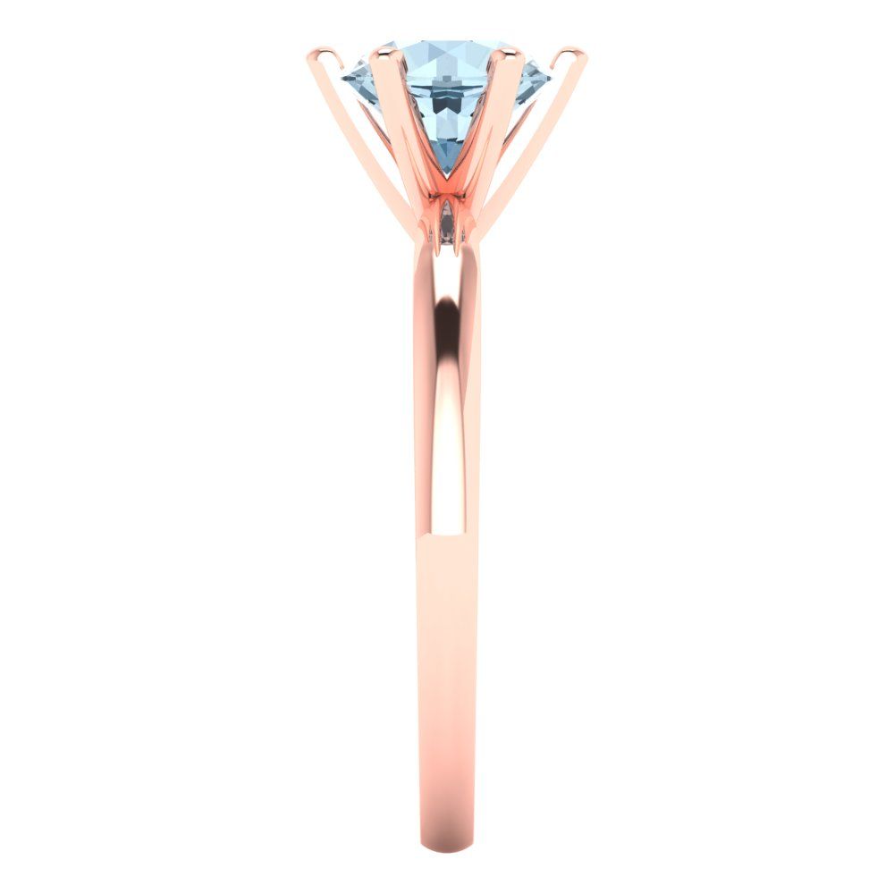 1 cttw Natural Swiss Blue Topaz Solitaire  Engagement Ring - Solid Rose Gold (VVS1, Round Cut,6.5mm)