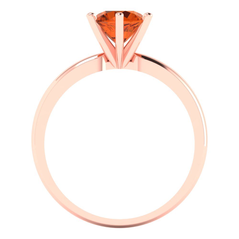 1 cttw Simulated Ruby Solitaire  Engagement Ring - Solid Rose Gold (VVS1, Round Cut,6.5mm)
