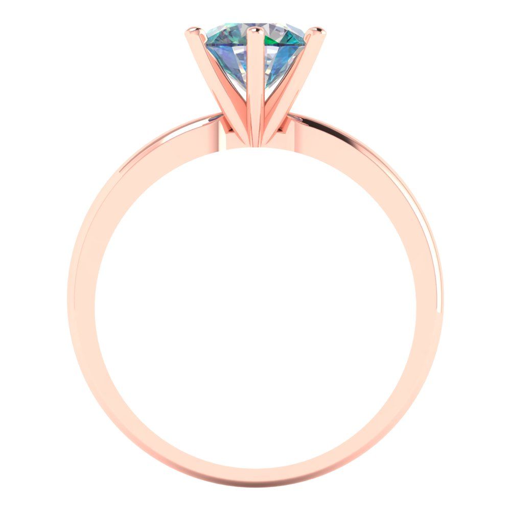 1 cttw Blue Moissanite Solitaire  Engagement Ring - Solid Gold (Round Cut,6.5mm)