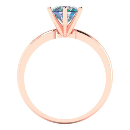 1 cttw Blue Moissanite Solitaire  Engagement Ring - Solid Gold (Round Cut,6.5mm)