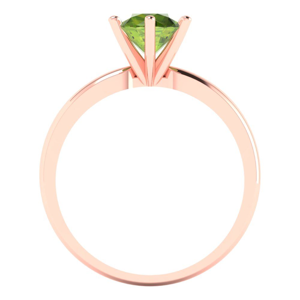 1 cttw Natural Peridot Solitaire  Engagement Ring - Solid Gold (Round Cut,6.5mm)