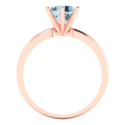 1 cttw Natural Swiss Blue Topaz Solitaire  Engagement Ring - Solid Rose Gold (VVS1, Round Cut,6.5mm)