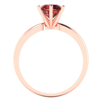 1 cttw Natural Garnet Solitaire  Engagement Ring - Solid Gold (Round Cut,6.5mm)