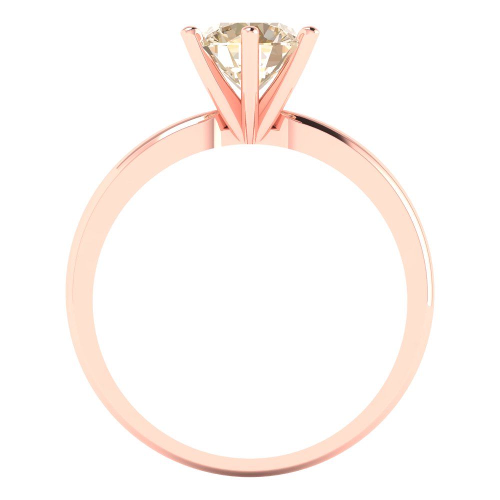 1 cttw Natural Morganite Solitaire  Engagement Ring - Solid Gold (Round Cut,6.5mm)