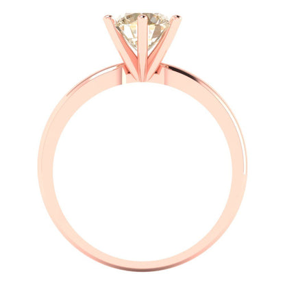 1 cttw Natural Morganite Solitaire  Engagement Ring - Solid Gold (Round Cut,6.5mm)