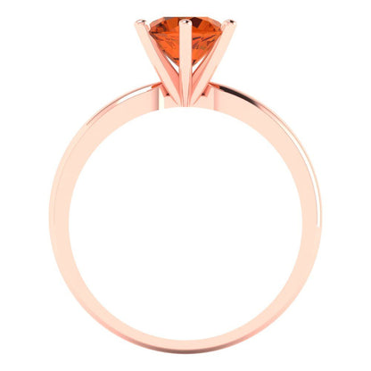 1 cttw Zirconia Simulated Red Diamond Solitaire  Engagement Ring - Solid Gold (VVS1, Round Cut,6.5mm)