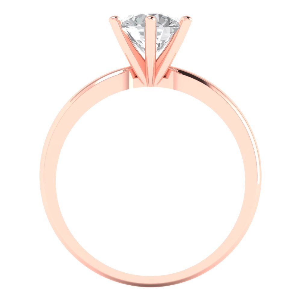 1 cttw Moissanite Solitaire  Engagement Ring - Solid Rose Gold (VVS1, Round Cut,6.5mm)