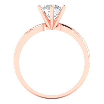 1 cttw Moissanite Solitaire  Engagement Ring - Solid Rose Gold (VVS1, Round Cut,6.5mm)