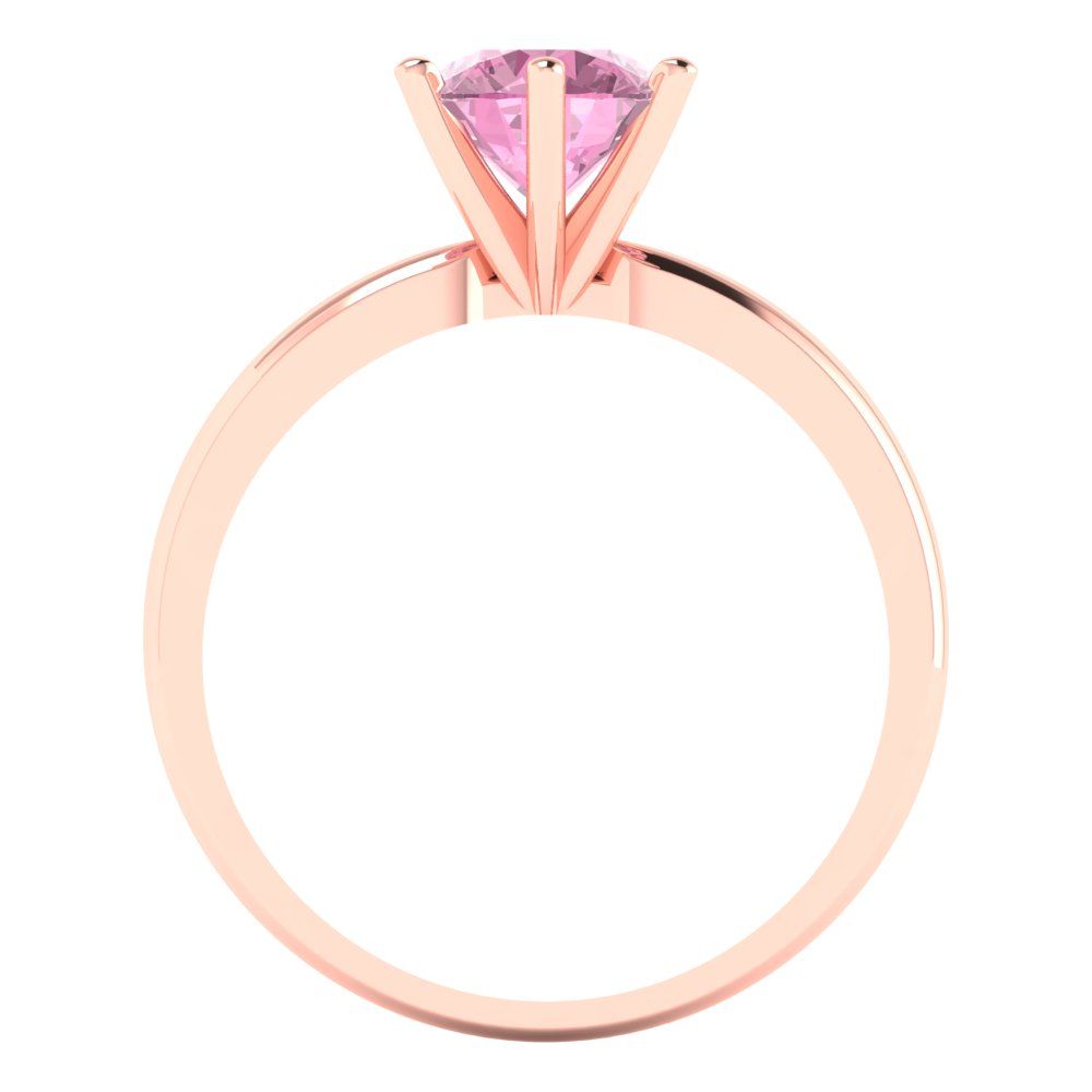 1 cttw Zirconia Simulated Pink Diamond Solitaire  Engagement Ring - Solid Rose Gold (VVS1, Round Cut,6.5mm)