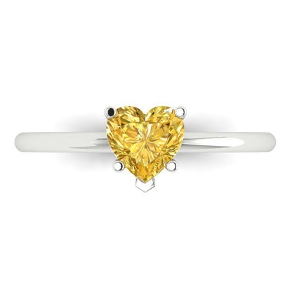 1.25 cttw Natural Citrine Solitaire  Engagement Ring - Solid Gold (Heart Cut,7.0mm)