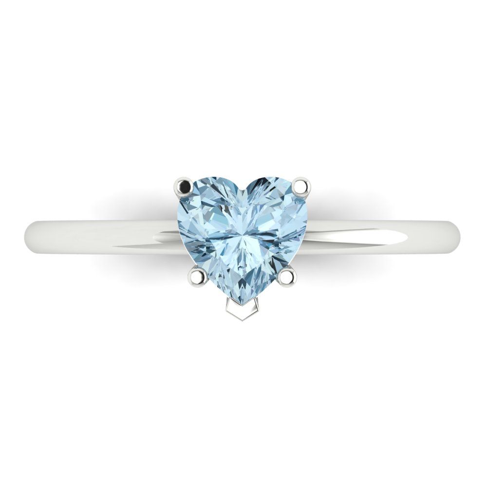 1.25 cttw Natural Aquamarine Solitaire  Engagement Ring - Solid Gold (Heart Cut,7.0mm)