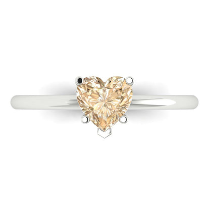 1.25 cttw Natural Morganite Solitaire  Engagement Ring - Solid Gold (Heart Cut,7.0mm)