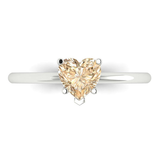 1.25 cttw Natural Morganite Solitaire  Engagement Ring - Solid White Gold (VVS1, Heart Cut,7.0mm)