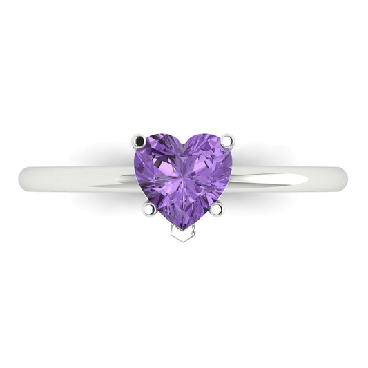 1.25 cttw Simulated Alexandrite Solitaire  Engagement Ring - Solid White Gold (VVS1, Heart Cut,7.0mm)