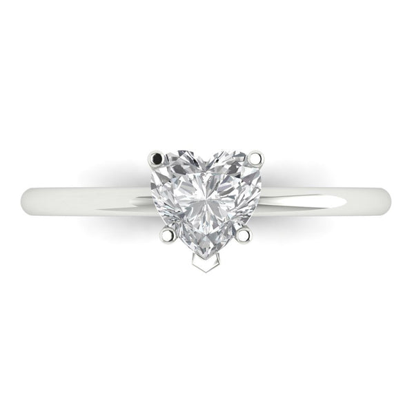 1 ct Brilliant Heart Cut Genuine Cultured Diamond Stone Clarity VS1-2 Color J-K White Gold Solitaire Ring