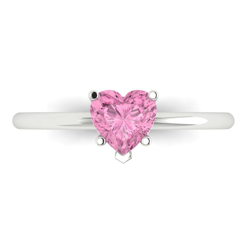 1.25 ct Brilliant Heart Cut Pink Simulated Diamond Stone White Gold Solitaire Ring