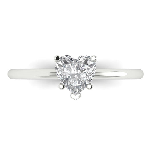 1.25 cttw Zirconia Simulated Diamond Solitaire  Engagement Ring - Solid White Gold (VVS1, Heart Cut,7.0mm)