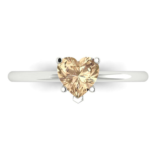 1.25 cttw Yellow Moissanite Solitaire  Engagement Ring - Solid White Gold (VVS1, Heart Cut,7.0mm)