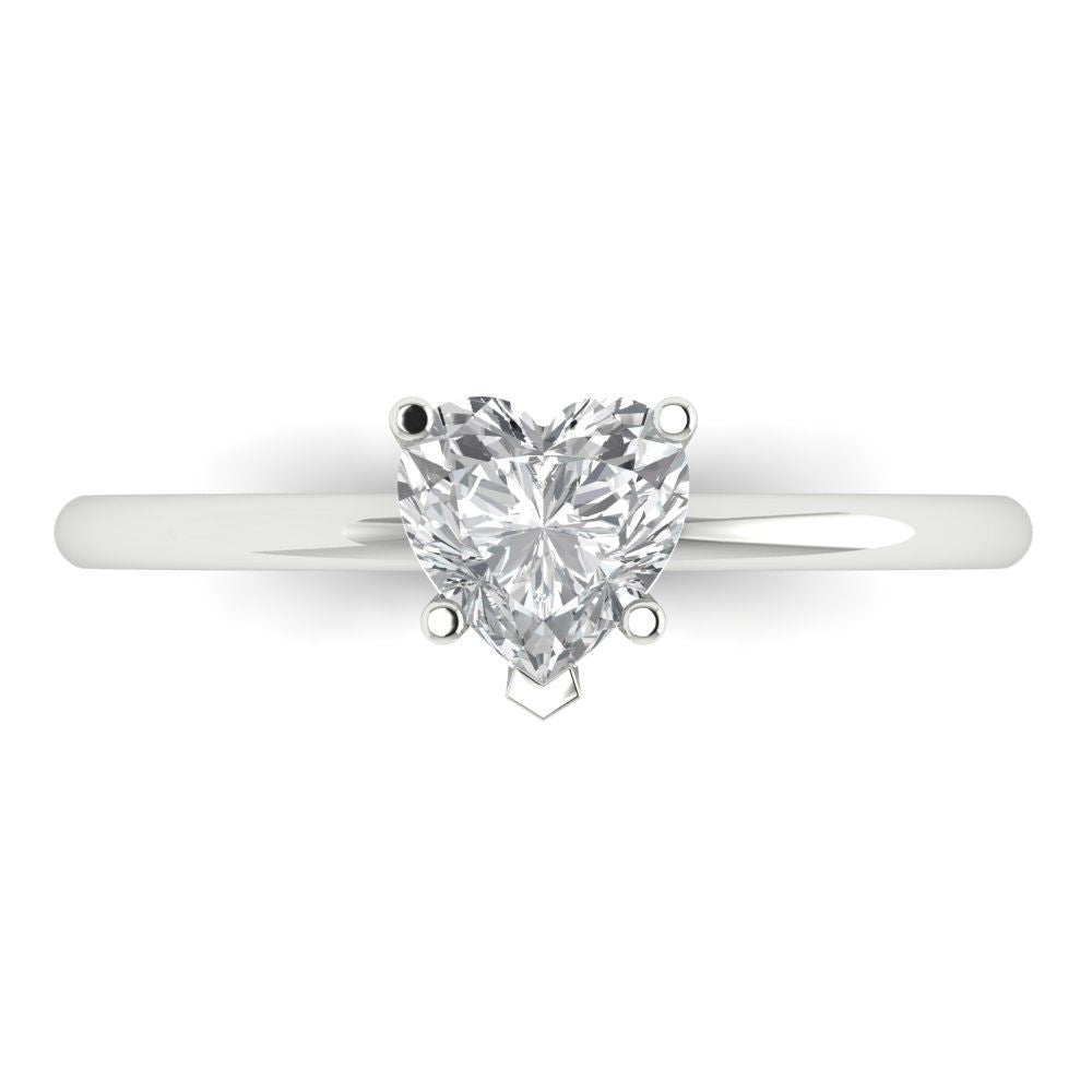 1.25 cttw Certified Moissanite Solitaire  Engagement Ring - Solid Gold (VVS1, D-F,Heart Cut,7.0mm)