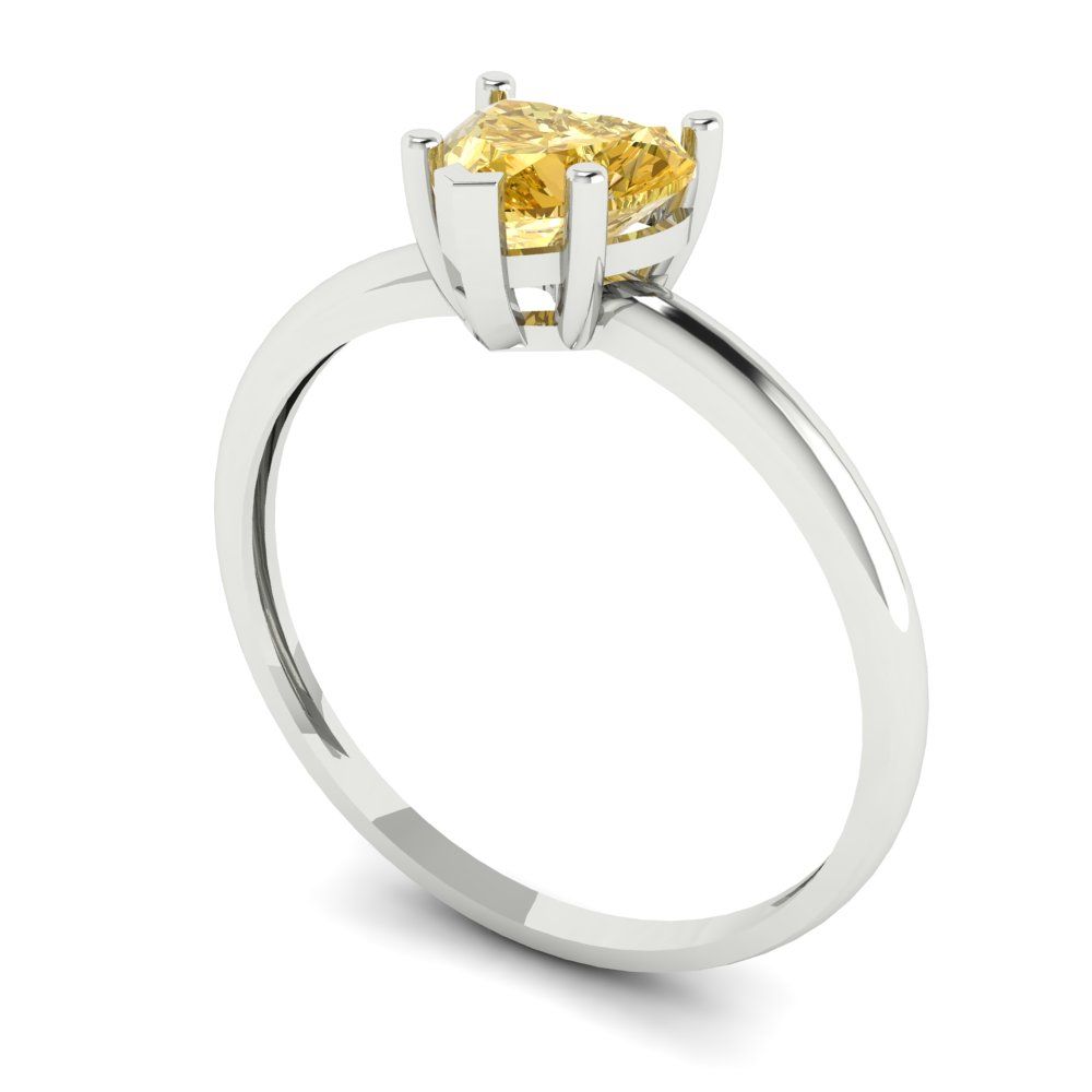 1.25 cttw Yellow Moissanite Solitaire  Engagement Ring - Solid Gold (Heart Cut,7.0mm)
