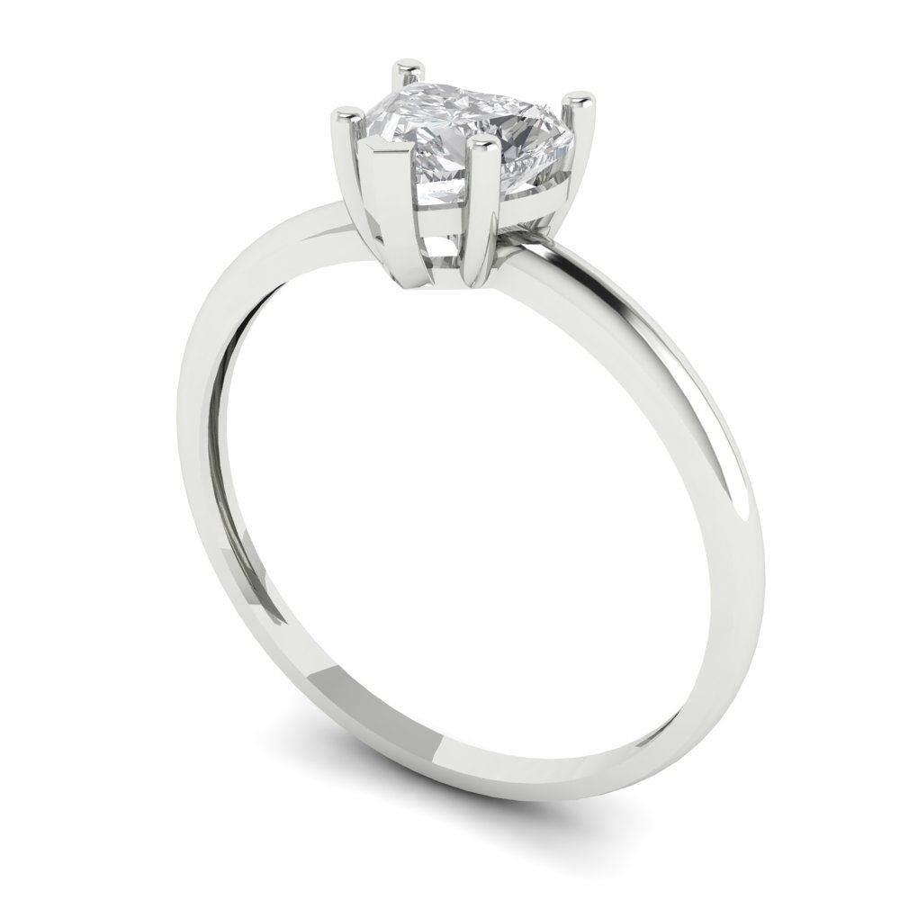 1.25 cttw Certified Moissanite Solitaire  Engagement Ring - Solid Gold (VVS1, D-F,Heart Cut,7.0mm)