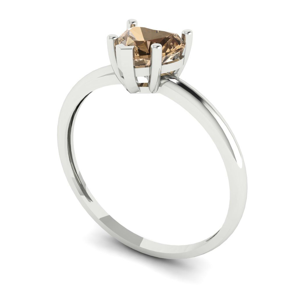 1.25 cttw Zirconia Simulated Champagne Diamond Solitaire  Engagement Ring - Solid Gold (VVS1, Heart Cut,7.0mm)