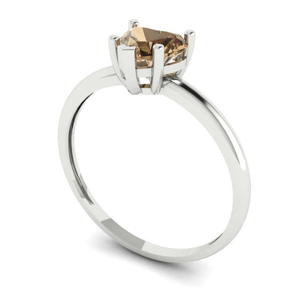 1.25 cttw Zirconia Simulated Champagne Diamond Solitaire  Engagement Ring - Solid Gold (VVS1, Heart Cut,7.0mm)