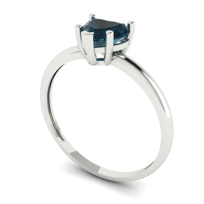 1.25 cttw Natural London Blue Topaz Solitaire  Engagement Ring - Solid Gold (Heart Cut,7.0mm)