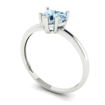 1.25 cttw Zirconia Simulated Blue Diamond Solitaire  Engagement Ring - Solid Gold (VVS1, Heart Cut,7.0mm)