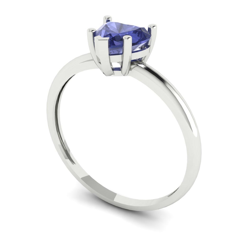 1.25 cttw Simulated Tanzanite Solitaire  Engagement Ring - Solid Gold (Heart Cut,7.0mm)
