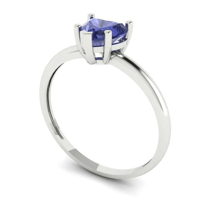 1.25 cttw Simulated Tanzanite Solitaire  Engagement Ring - Solid Gold (Heart Cut,7.0mm)