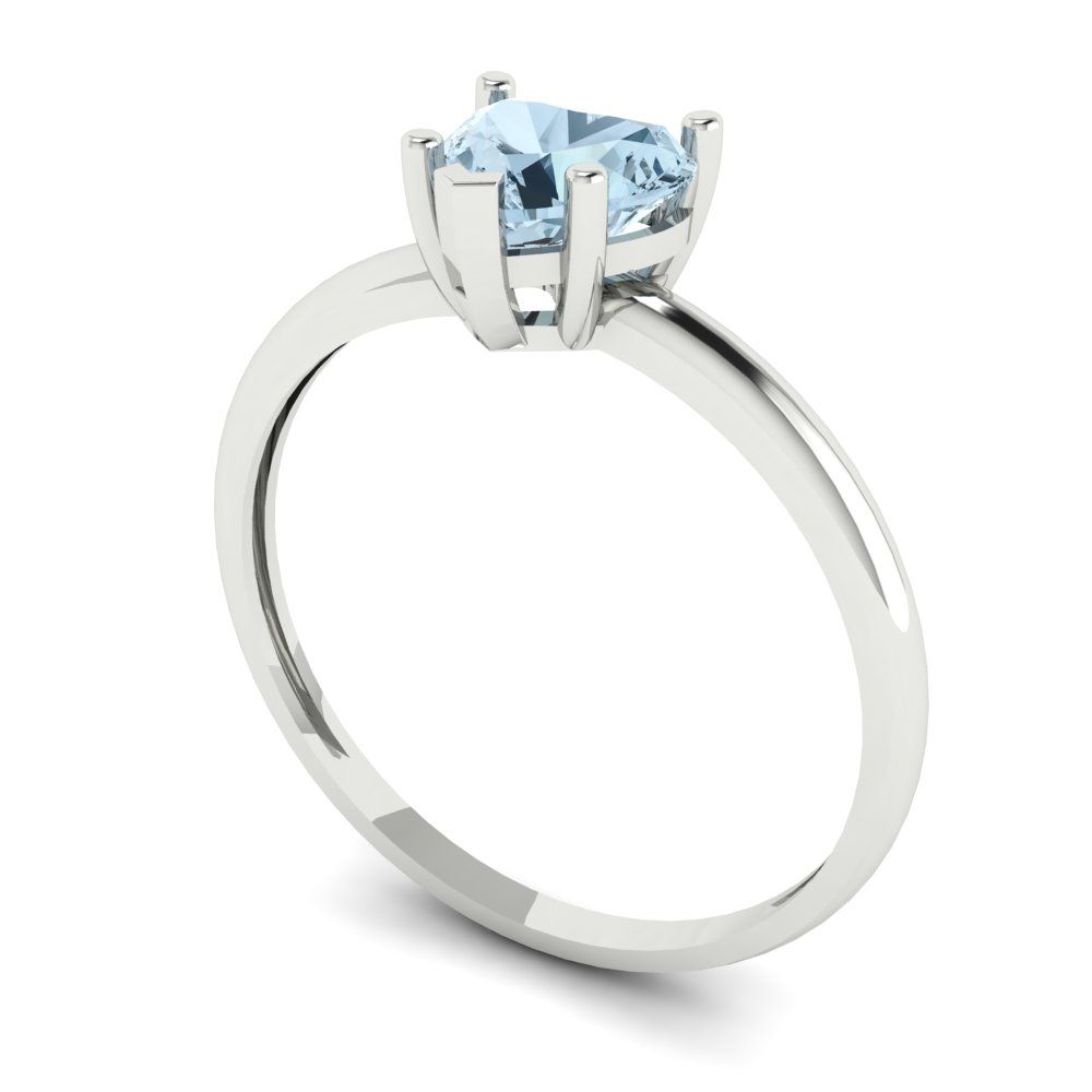 1.25 cttw Natural Aquamarine Solitaire  Engagement Ring - Solid Gold (Heart Cut,7.0mm)