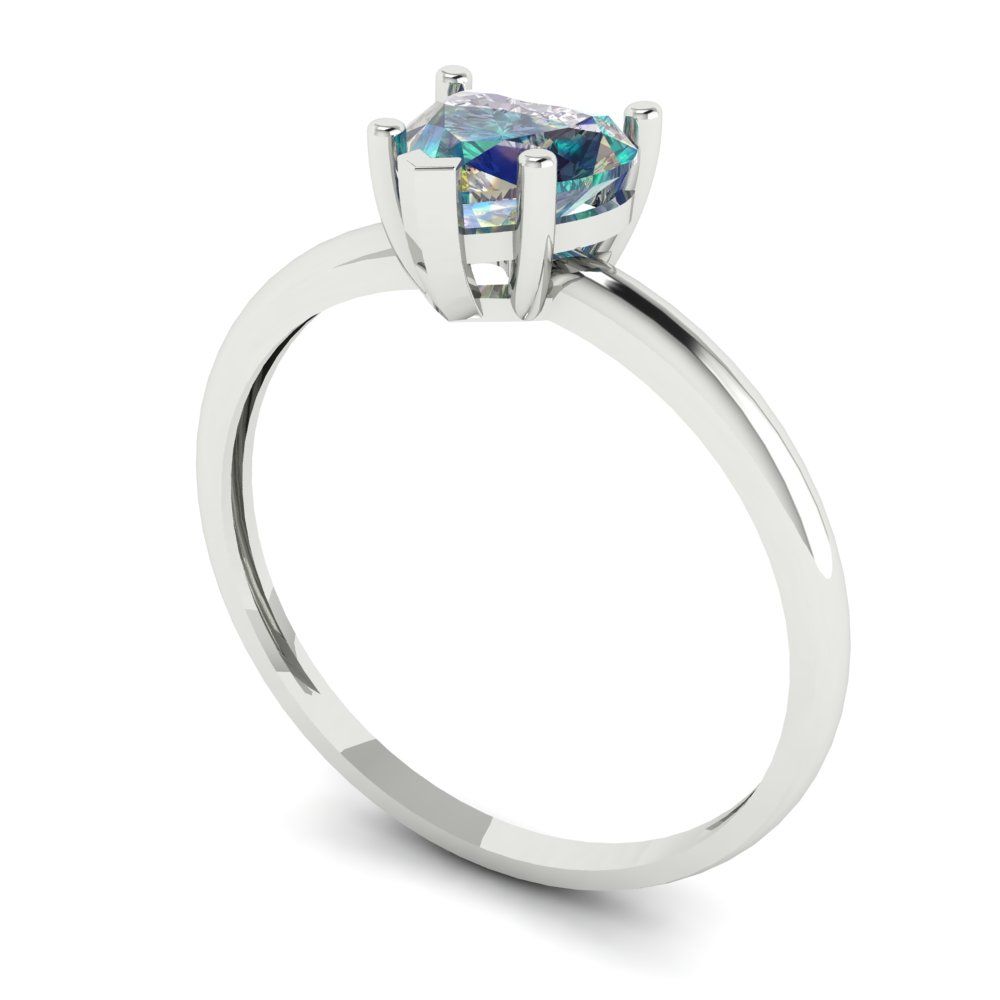 1.25 cttw Blue Moissanite Solitaire  Engagement Ring - Solid Gold (Heart Cut,7.0mm)