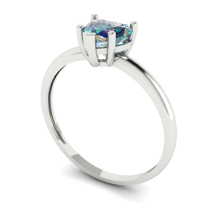 1.25 cttw Blue Moissanite Solitaire  Engagement Ring - Solid Gold (Heart Cut,7.0mm)