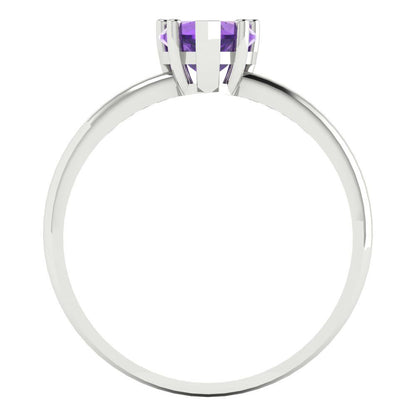 1.25 cttw Natural Amethyst Solitaire  Engagement Ring - Solid Gold (Heart Cut,7.0mm)
