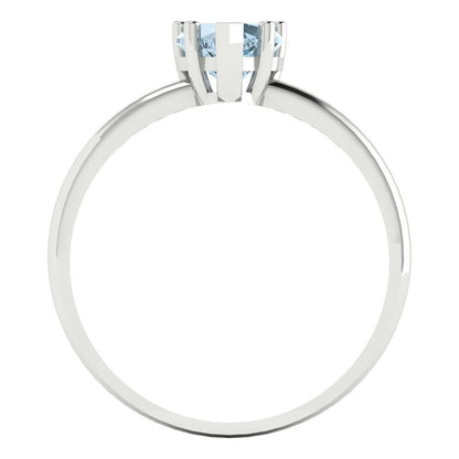 1.25 cttw Zirconia Simulated Blue Diamond Solitaire  Engagement Ring - Solid Gold (VVS1, Heart Cut,7.0mm)
