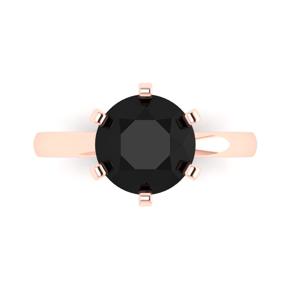 3 cttw Natural Onyx Solitaire  Engagement Ring - Solid Gold (Round Cut,9.0mm)